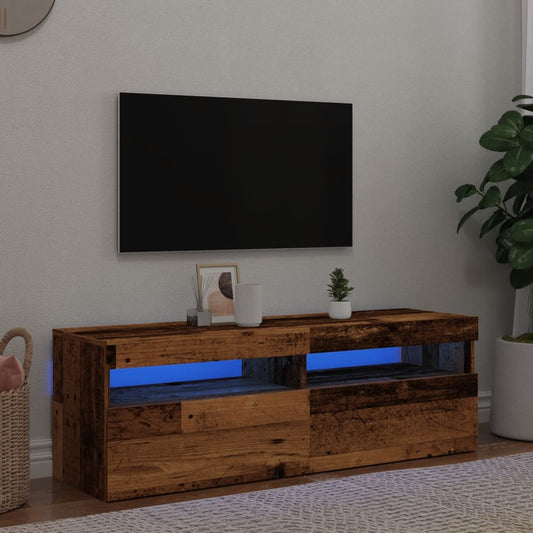 vidaXL TV Cabinet with LED Lights Old Wood 120x35x40 cm Engineered Wood