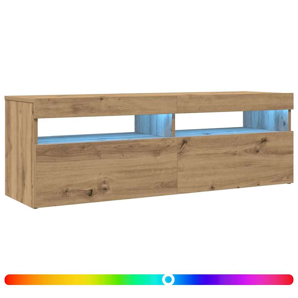 TV Cabinet with LED Lights Artisan Oak 120x35x40 cm