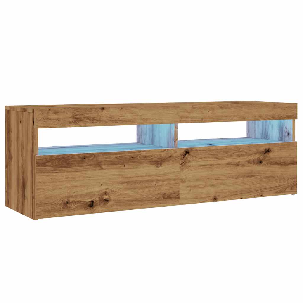 vidaXL TV Cabinet with LED Lights Artisan Oak 120x35x40 cm Engineered Wood