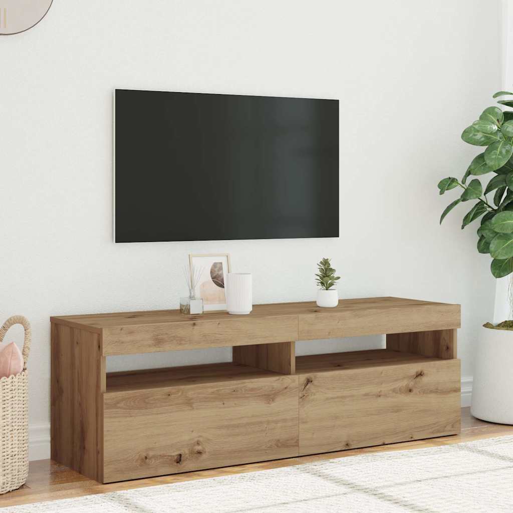 TV Cabinet with LED Lights Artisan Oak 120x35x40 cm
