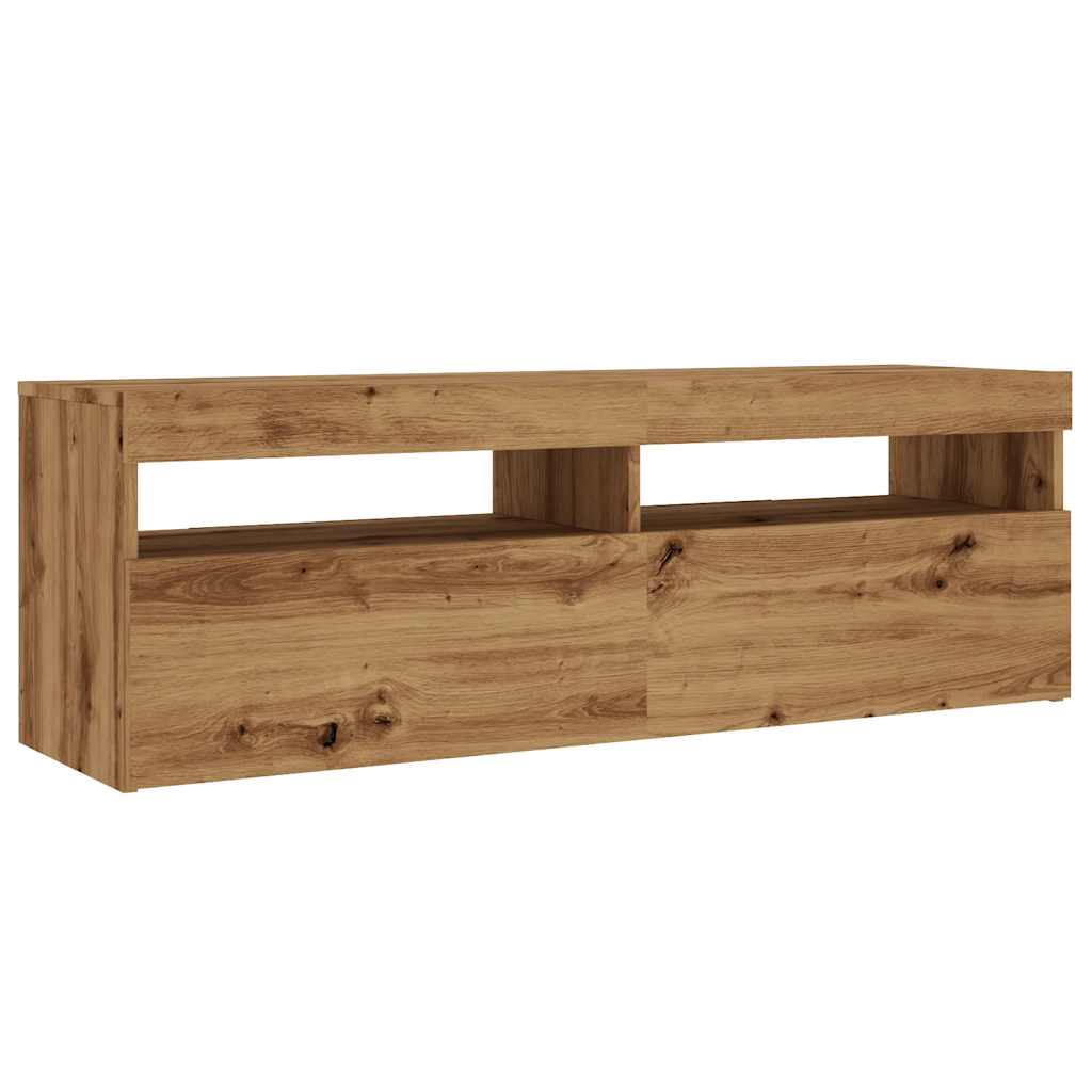 vidaXL TV Cabinet with LED Lights Artisan Oak 120x35x40 cm Engineered Wood