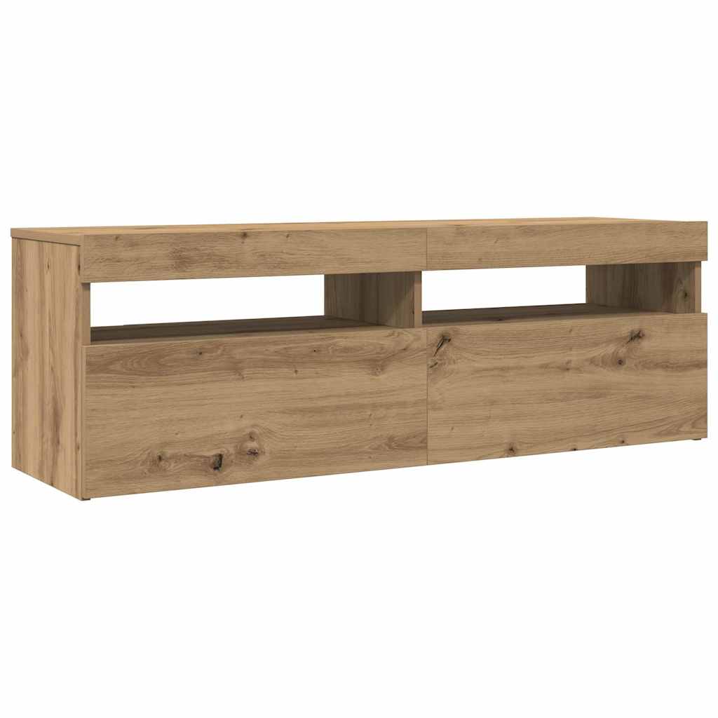 TV Cabinet with LED Lights Artisan Oak 120x35x40 cm