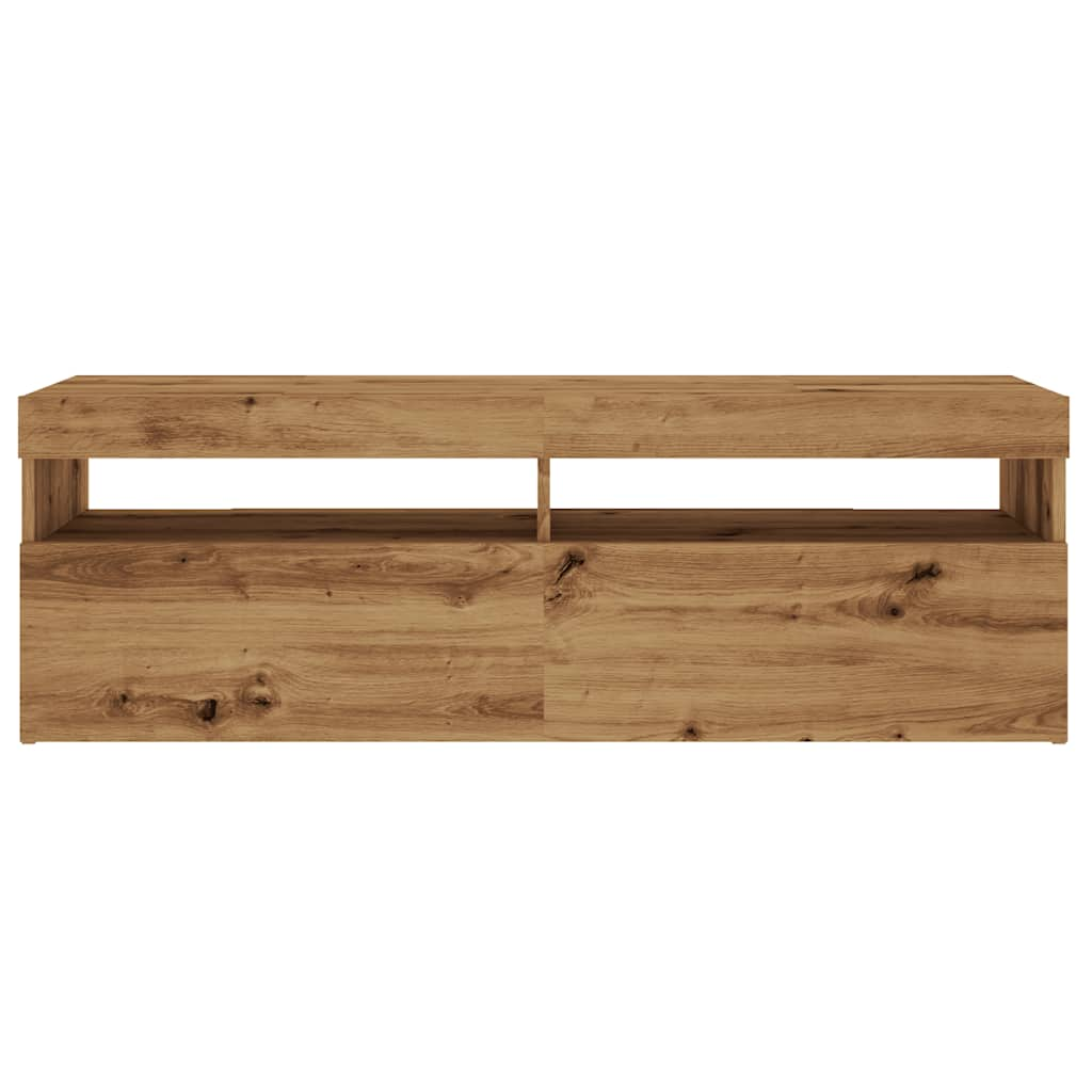 vidaXL TV Cabinet with LED Lights Artisan Oak 120x35x40 cm Engineered Wood