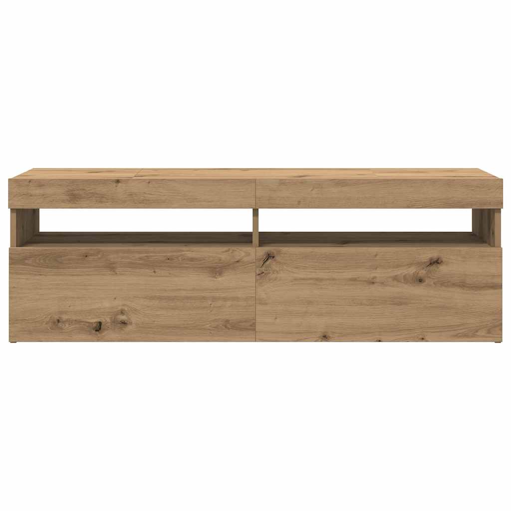 TV Cabinet with LED Lights Artisan Oak 120x35x40 cm