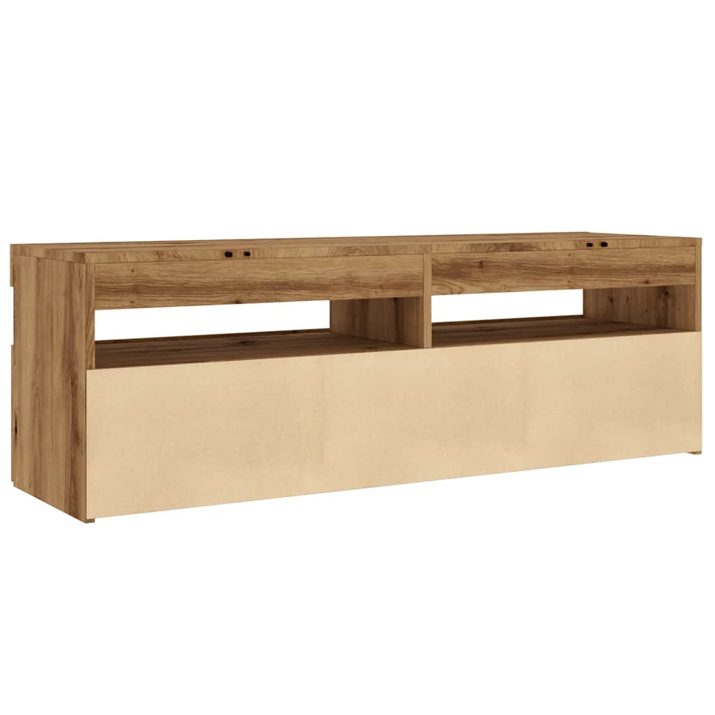 vidaXL TV Cabinet with LED Lights Artisan Oak 120x35x40 cm Engineered Wood