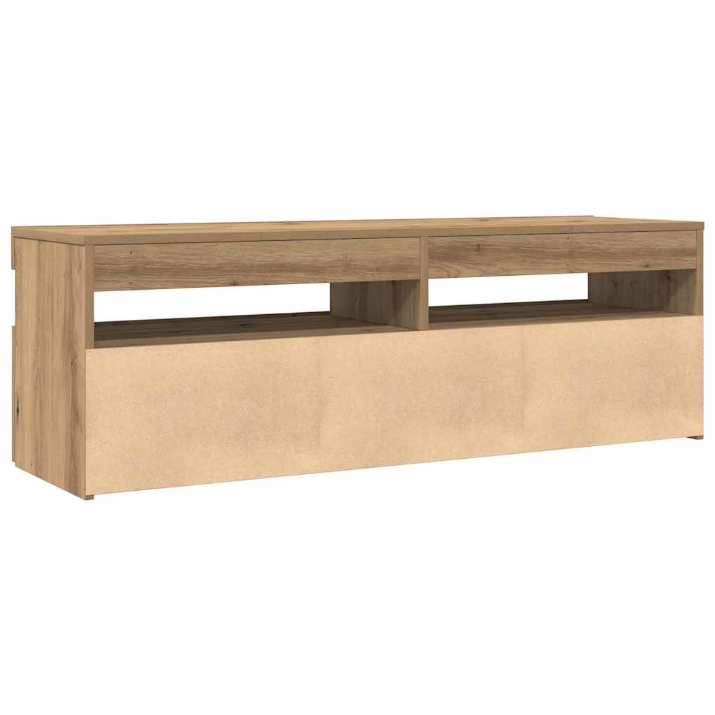 TV Cabinet with LED Lights Artisan Oak 120x35x40 cm Engineered Wood