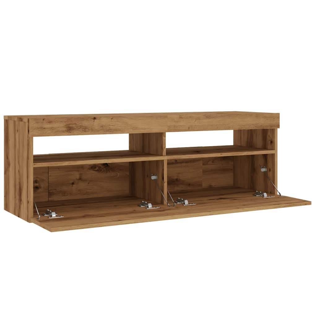 vidaXL TV Cabinet with LED Lights Artisan Oak 120x35x40 cm Engineered Wood