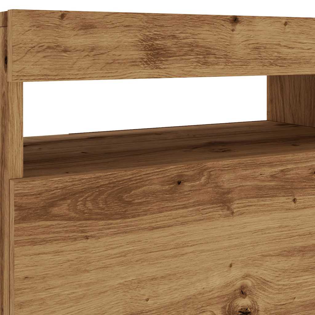 vidaXL TV Cabinet with LED Lights Artisan Oak 120x35x40 cm Engineered Wood