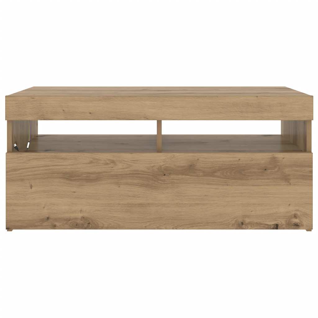 TV Cabinet with LED Lights Artisan Oak 90x35x40 cm