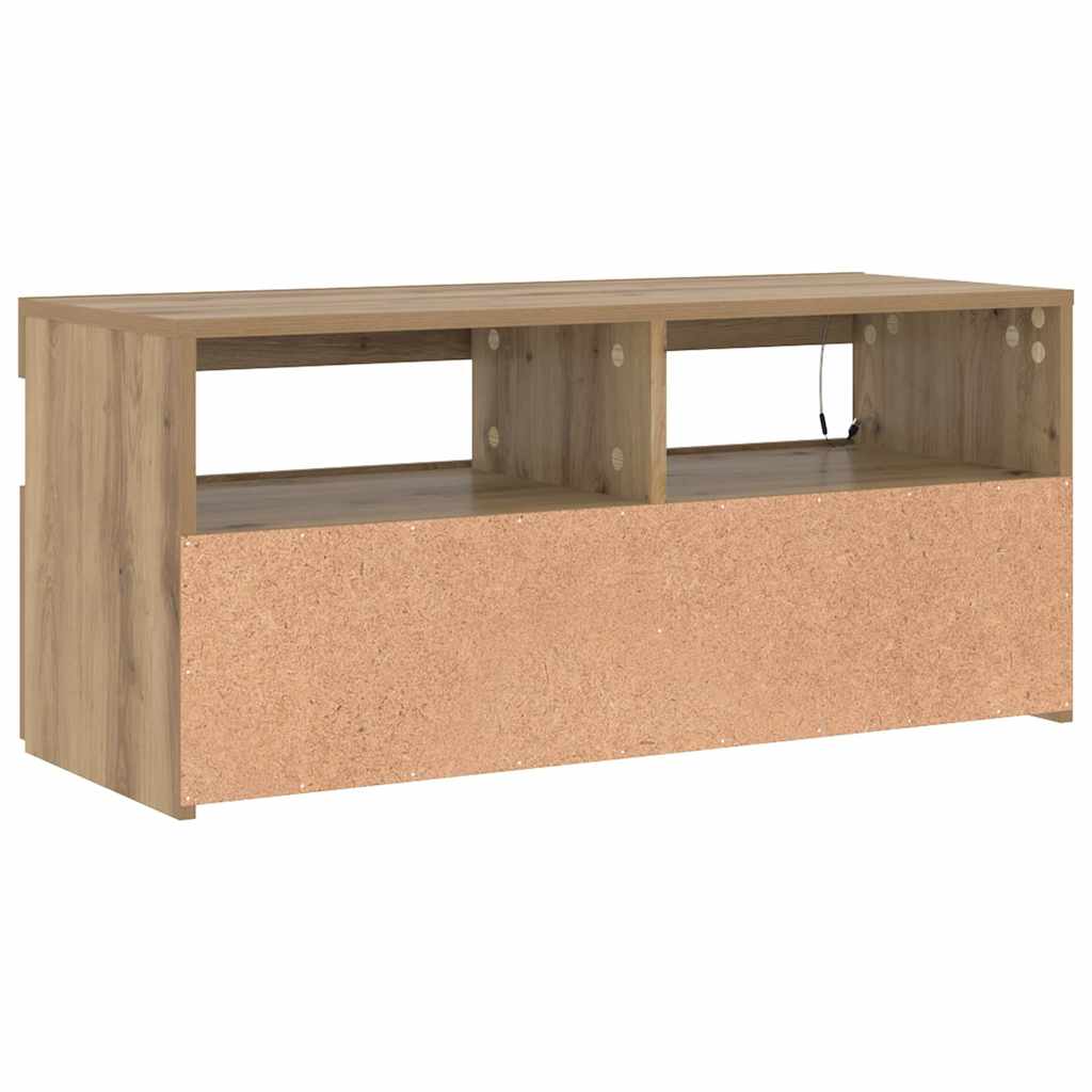 TV Cabinet with LED Lights Artisan Oak 90x35x40 cm