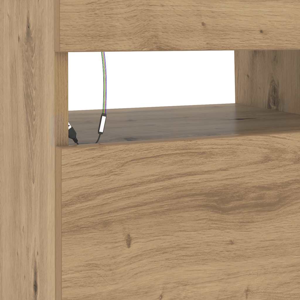 TV Cabinet with LED Lights Artisan Oak 90x35x40 cm