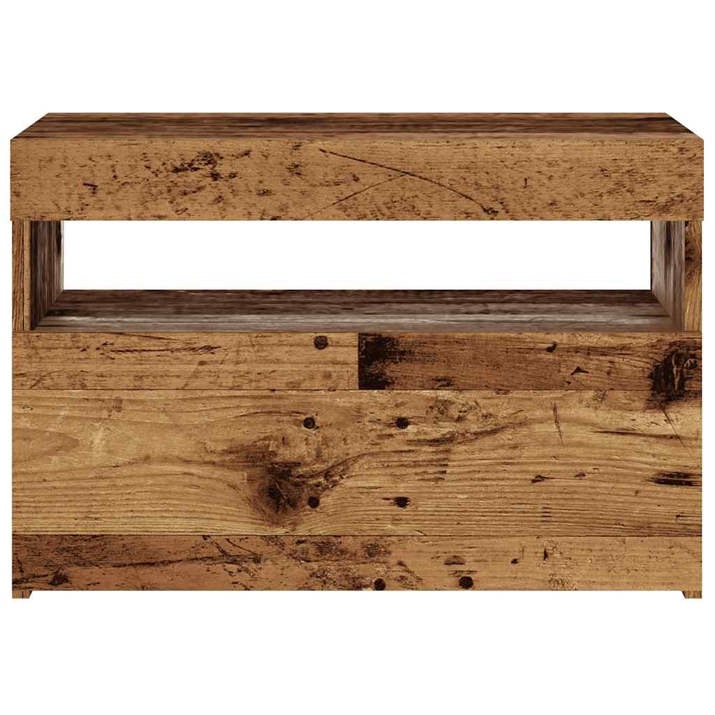 vidaXL TV Cabinet with LED Lights Old Wood 60x35x40 cm Engineered Wood