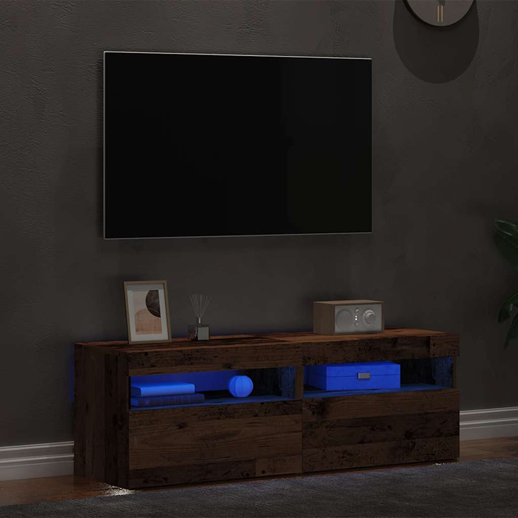 vidaXL TV Cabinets with LED Lights 2 pcs Old Wood Engineered Wood