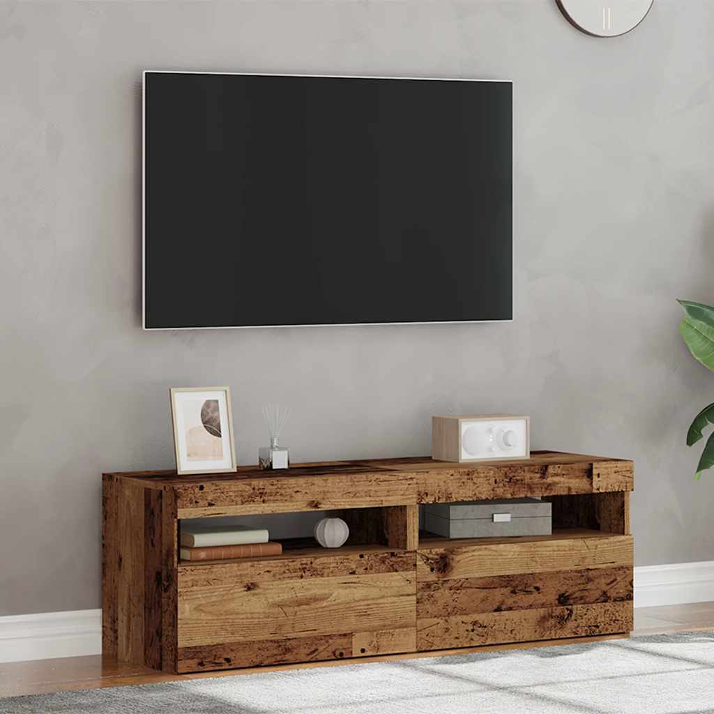 vidaXL TV Cabinets with LED Lights 2 pcs Old Wood Engineered Wood