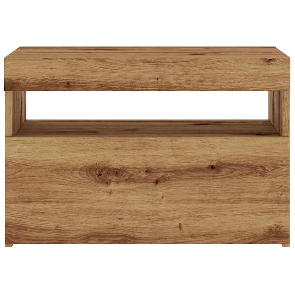 vidaXL TV Cabinet with LED Lights Artisan Oak 60x35x40 cm Engineered Wood