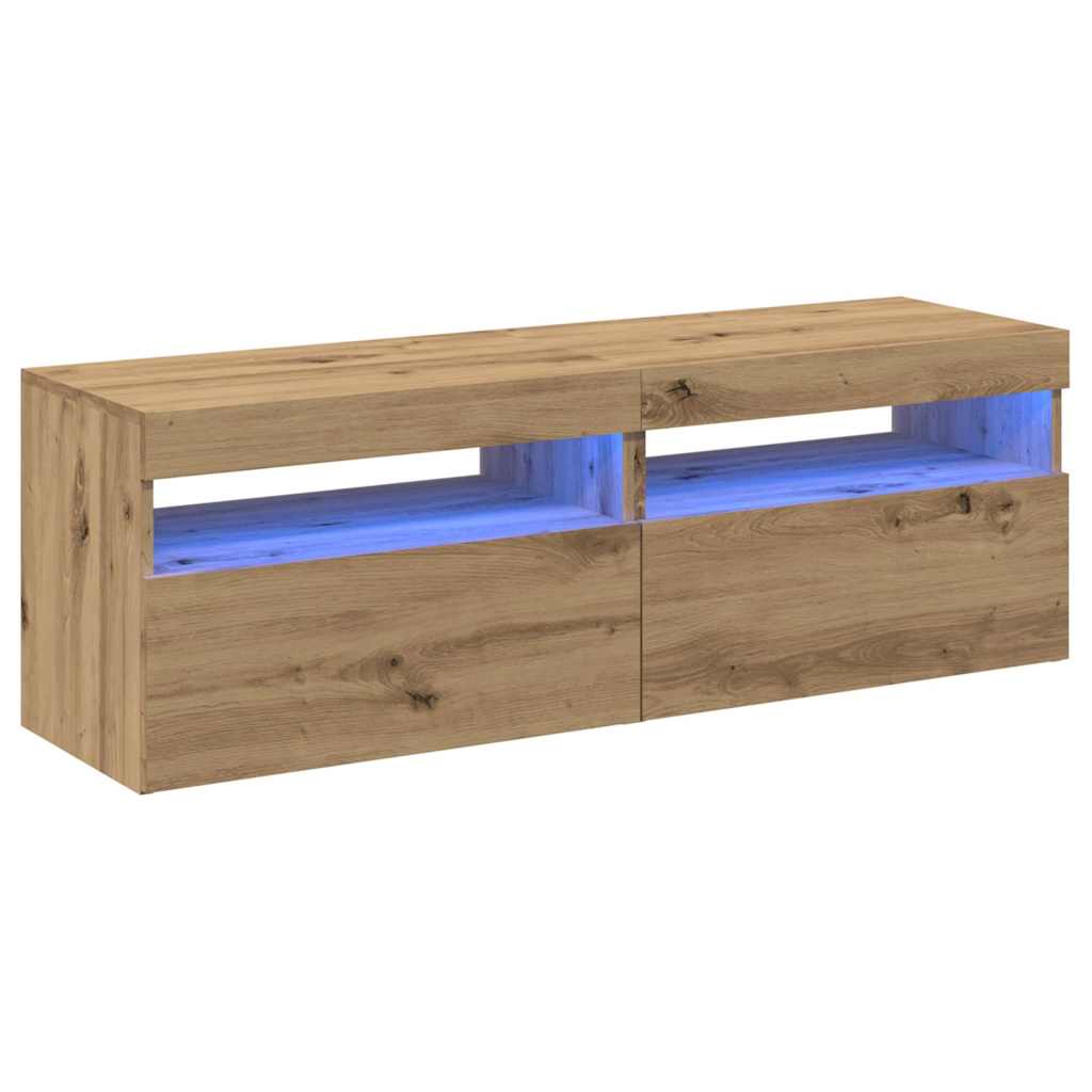 vidaXL TV Cabinets with LED Lights 2 pcs Artisan Oak Engineered Wood