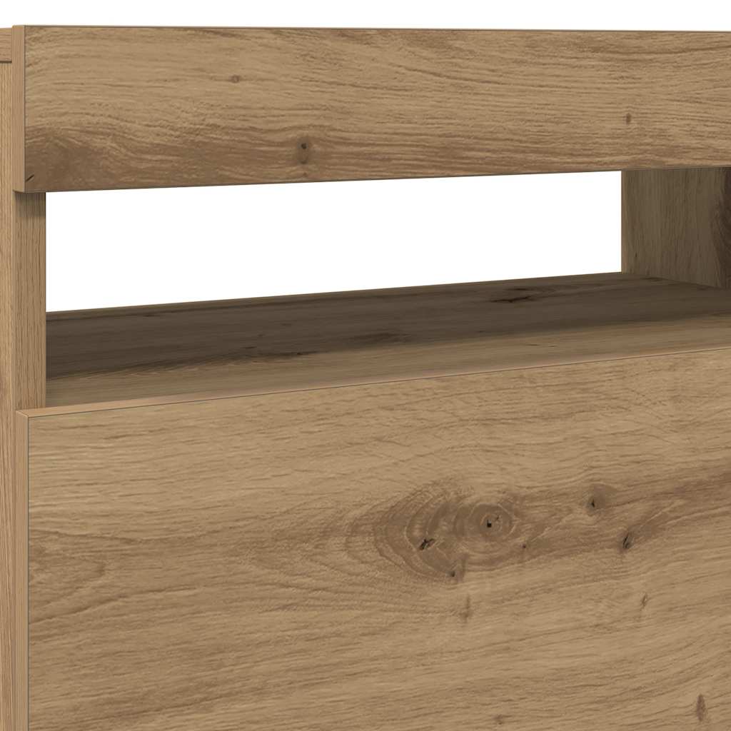 2 Piece TV Cabinet Set with LED Lights Artisan Oak Engineered Wood
