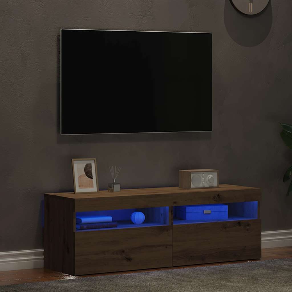 vidaXL TV Cabinets with LED Lights 2 pcs Artisan Oak Engineered Wood