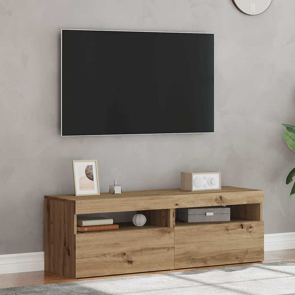 vidaXL TV Cabinets with LED Lights 2 pcs Artisan Oak Engineered Wood