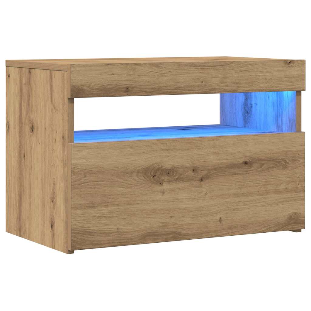 2 Piece TV Cabinet Set with LED Lights Artisan Oak Engineered Wood
