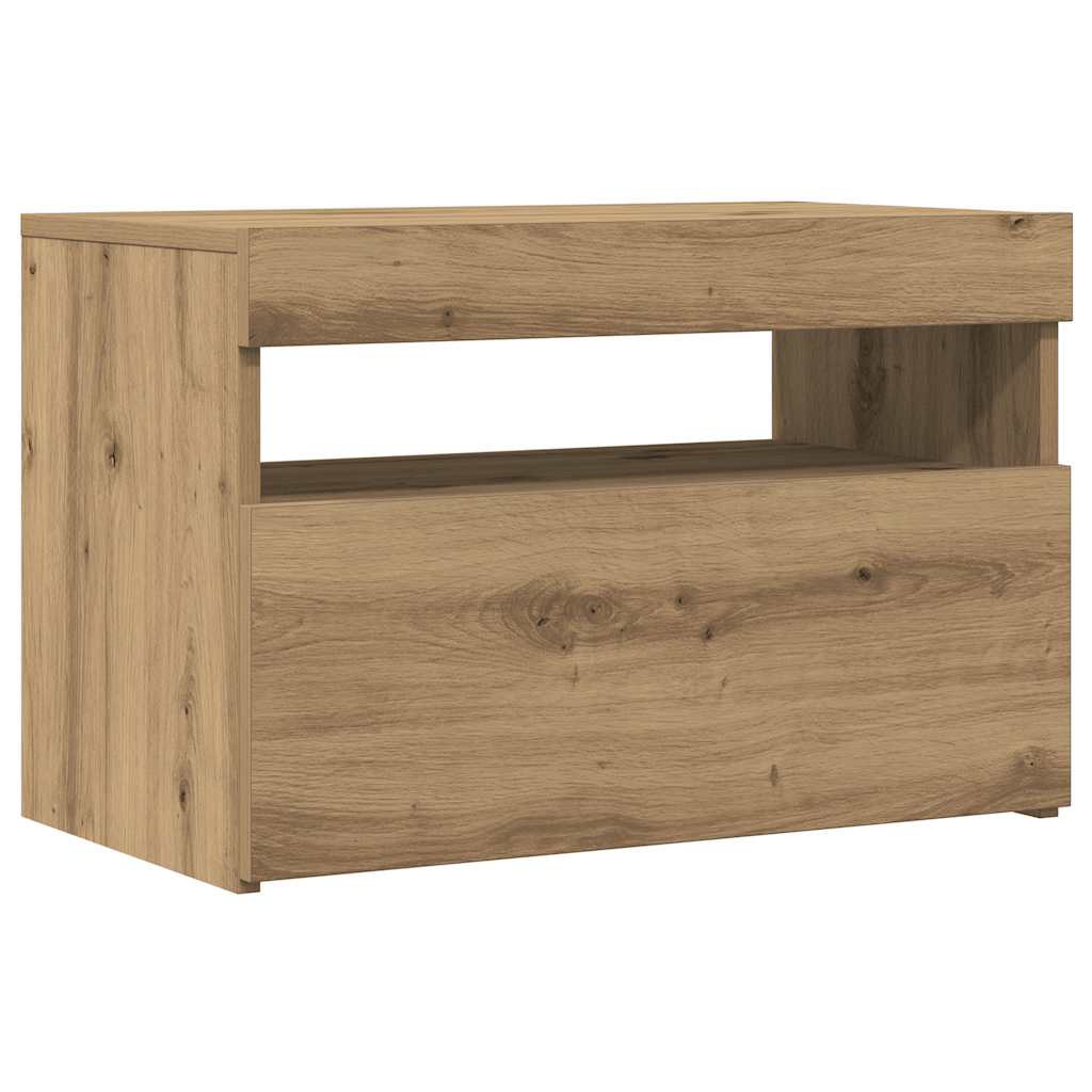 2 Piece TV Cabinet Set with LED Lights Artisan Oak Engineered Wood