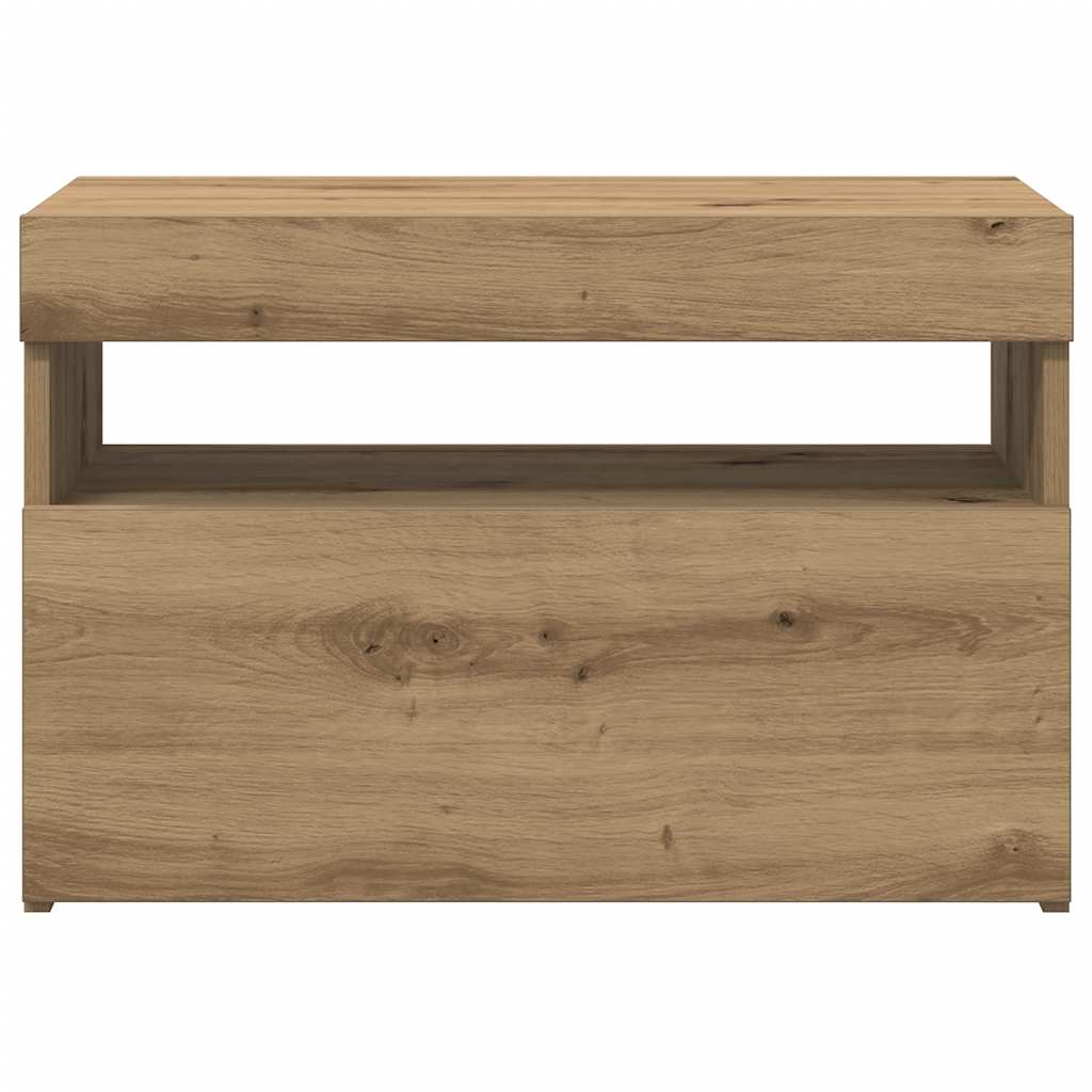 2 Piece TV Cabinet Set with LED Lights Artisan Oak Engineered Wood