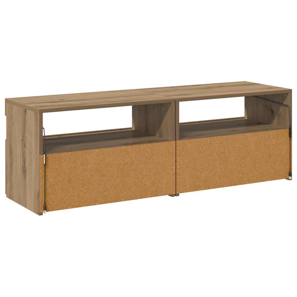 2 Piece TV Cabinet Set with LED Lights Artisan Oak Engineered Wood
