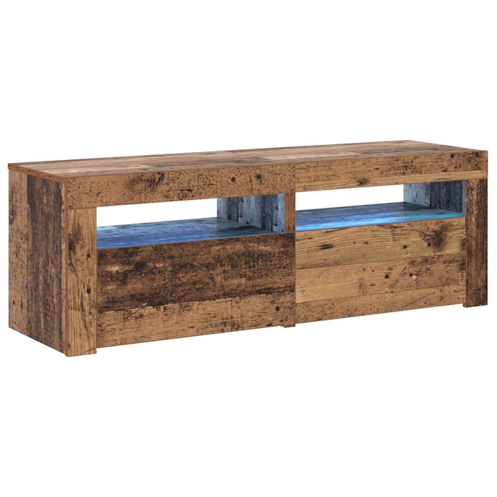 TV Cabinet with LED Lights Old Wood 120x35x40cm Engineered Wood