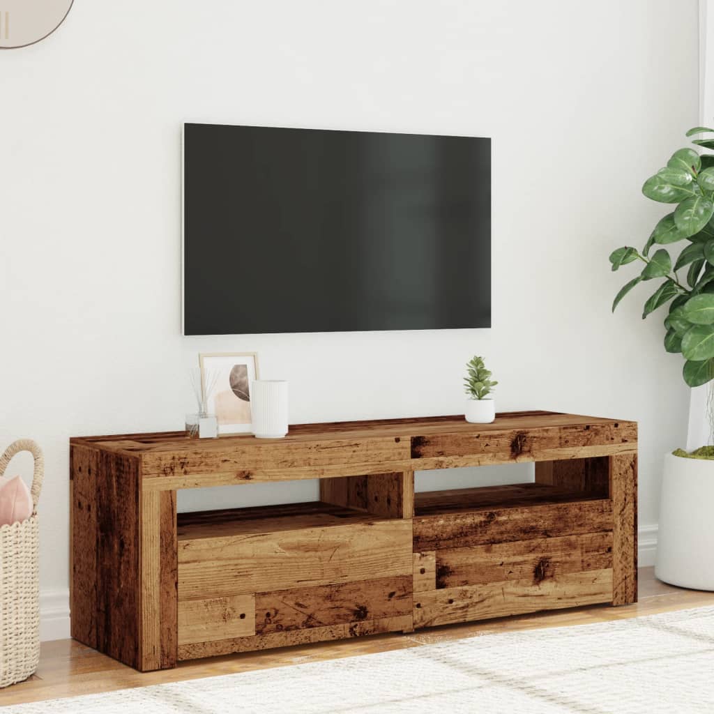 vidaXL TV Cabinet with LED Lights Old Wood 120x35x40 cm Engineered Wood