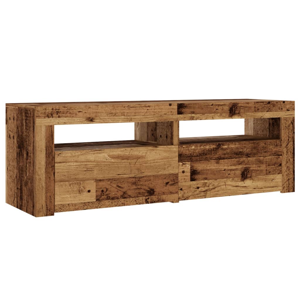 vidaXL TV Cabinet with LED Lights Old Wood 120x35x40 cm Engineered Wood