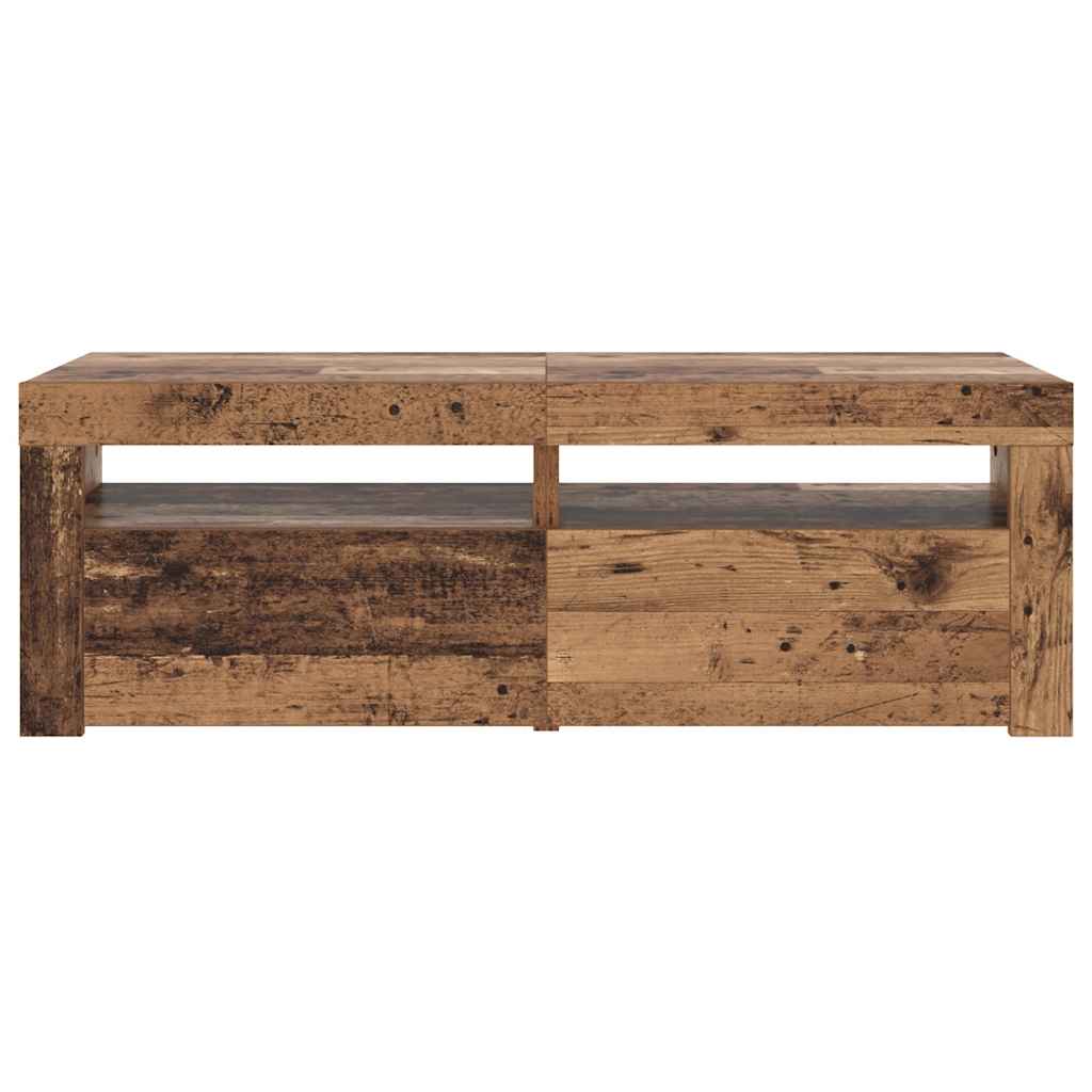 TV Cabinet with LED Lights Old Wood 120x35x40cm Engineered Wood