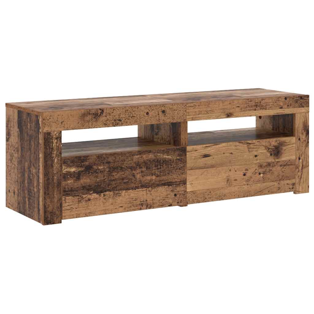 TV Cabinet with LED Lights Old Wood 120x35x40cm Engineered Wood