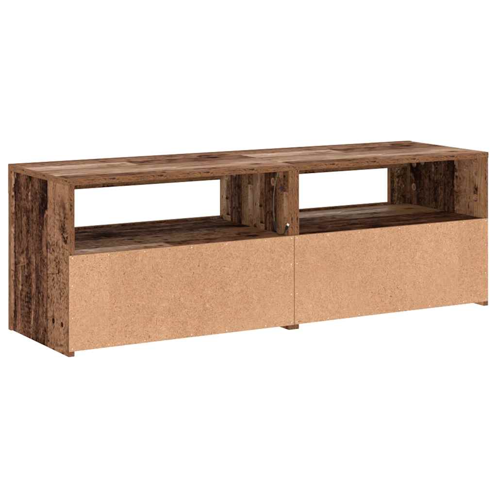 TV Cabinet with LED Lights Old Wood 120x35x40cm Engineered Wood