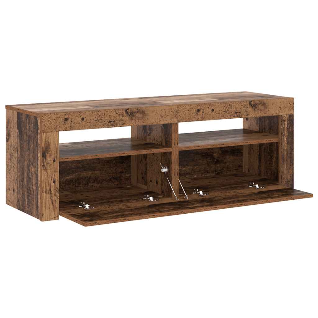 TV Cabinet with LED Lights Old Wood 120x35x40cm Engineered Wood