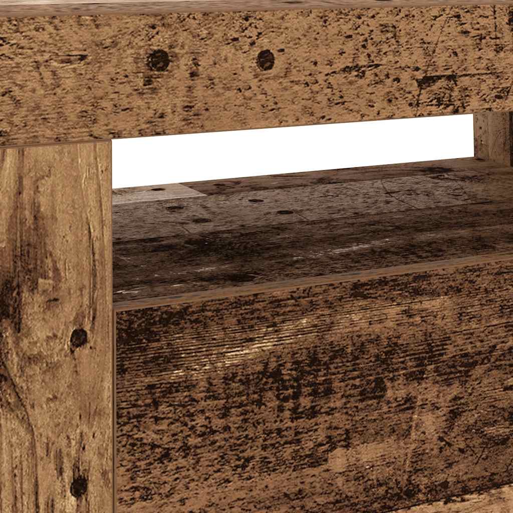 TV Cabinet with LED Lights Old Wood 120x35x40cm Engineered Wood