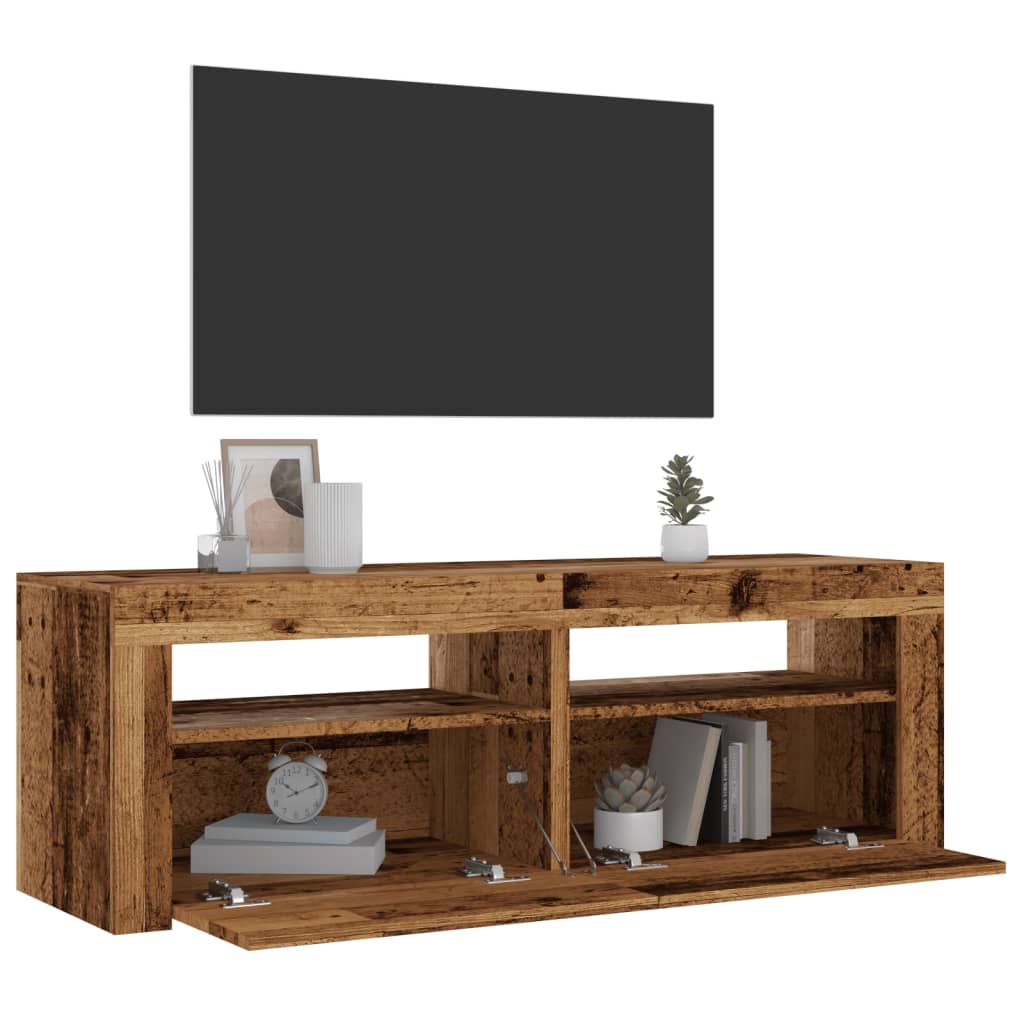 vidaXL TV Cabinet with LED Lights Old Wood 120x35x40 cm Engineered Wood