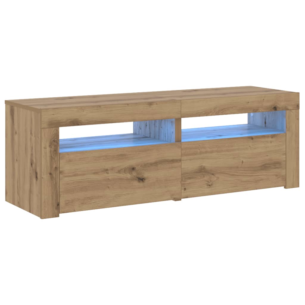 TV Cabinet with LED Lights Artisan Oak 120x35x40 cm