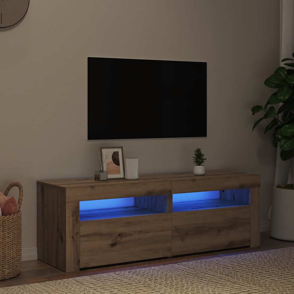 TV Cabinet with LED Lights Artisan Oak 120x35x40 cm