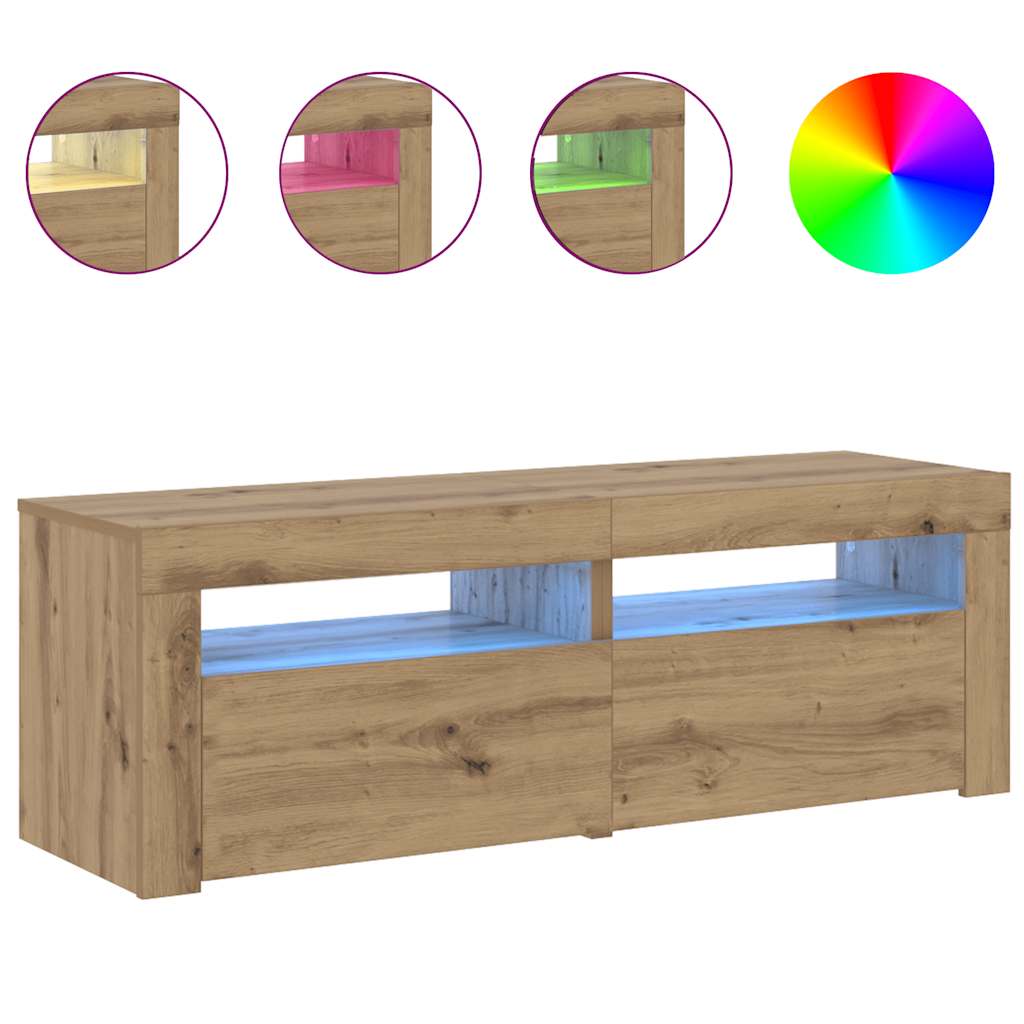 TV Cabinet with LED Lights Artisan Oak 120x35x40 cm