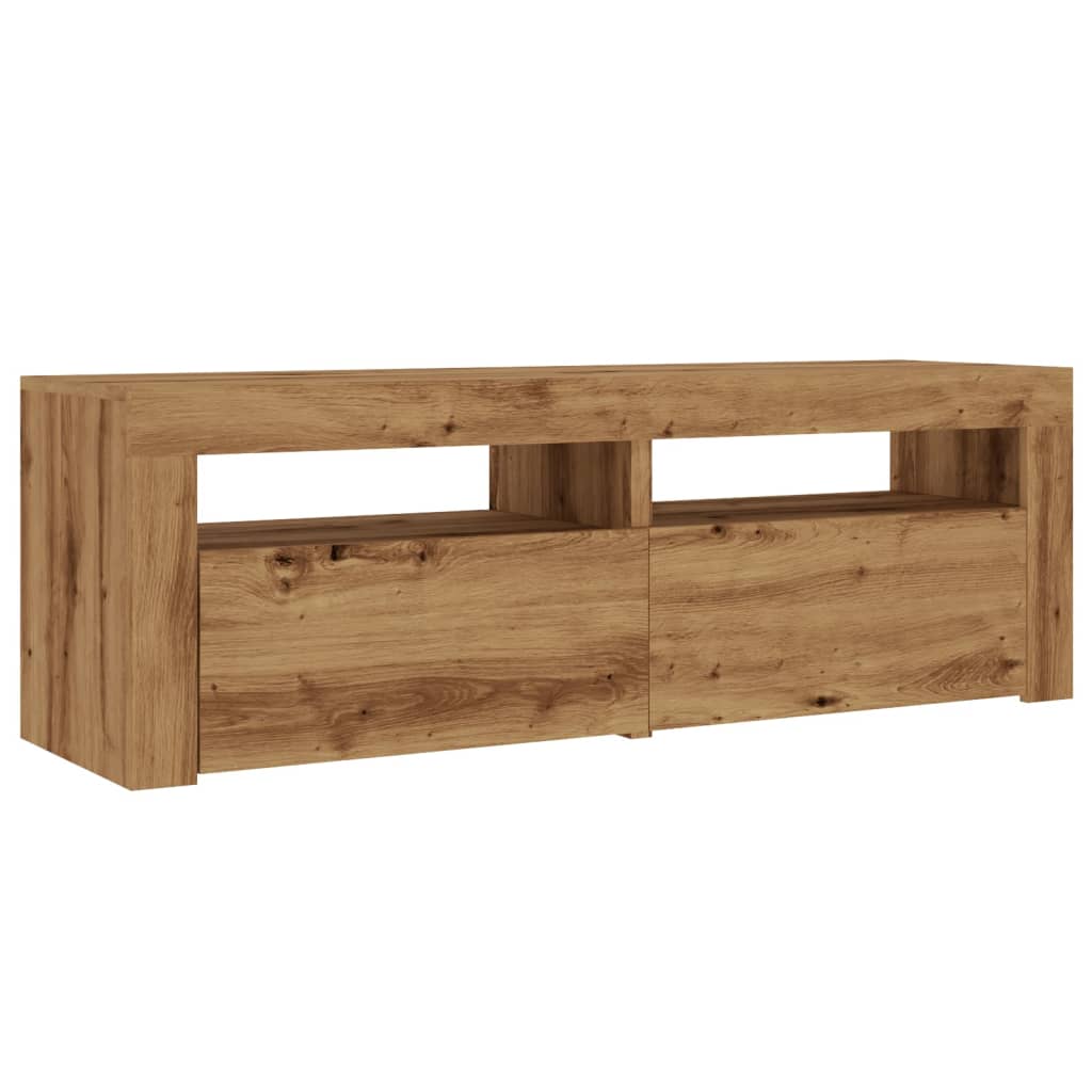 vidaXL TV Cabinet with LED Lights Artisan Oak 120x35x40 cm Engineered Wood