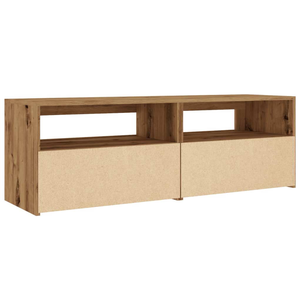 vidaXL TV Cabinet with LED Lights Artisan Oak 120x35x40 cm Engineered Wood