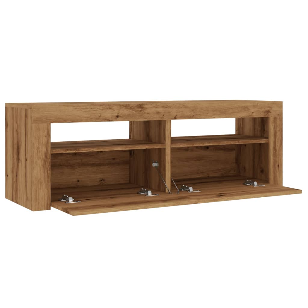 vidaXL TV Cabinet with LED Lights Artisan Oak 120x35x40 cm Engineered Wood