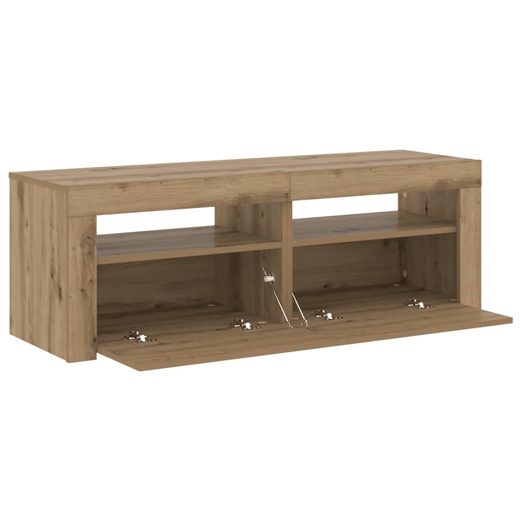 TV Cabinet with LED Lights Artisan Oak 120x35x40 cm