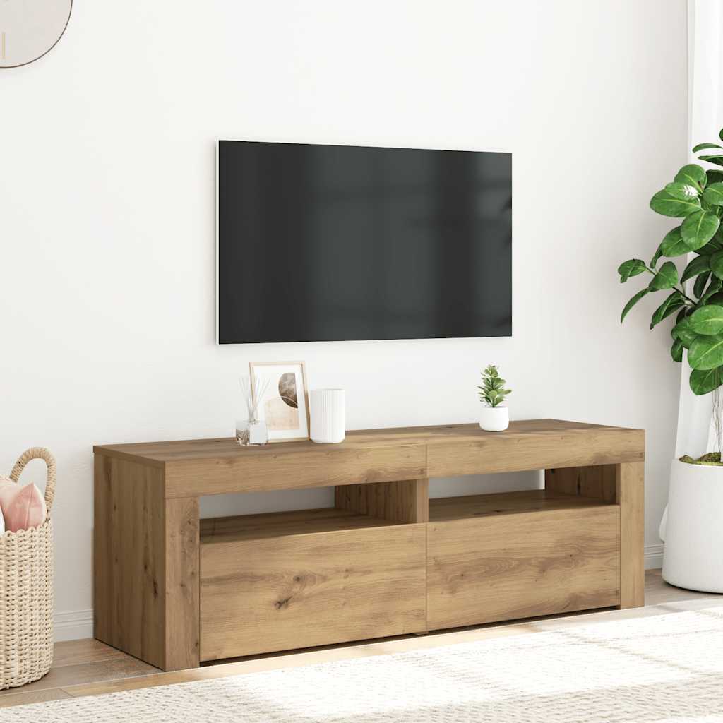 TV Cabinet with LED Lights Artisan Oak 120x35x40 cm