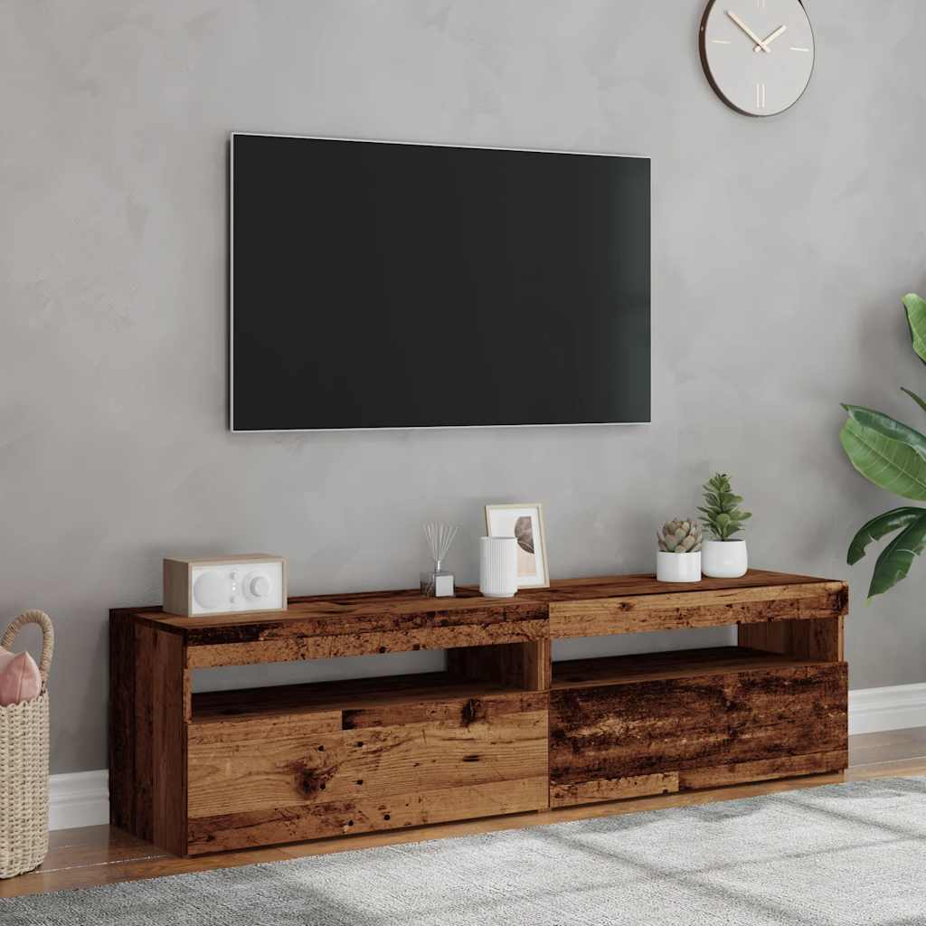 vidaXL TV Cabinets with LED Lights 2 pcs Old Wood Engineered Wood