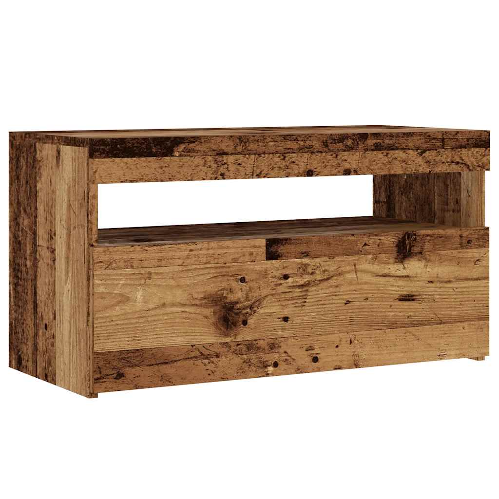 2 Piece TV Cabinet Set with LED Lights Old Wood Engineered Wood