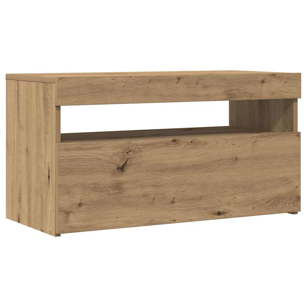 TV Cabinet with LED Lights Artisan Oak 75x35x40 cm
