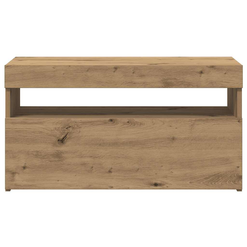 TV Cabinet with LED Lights Artisan Oak 75x35x40 cm