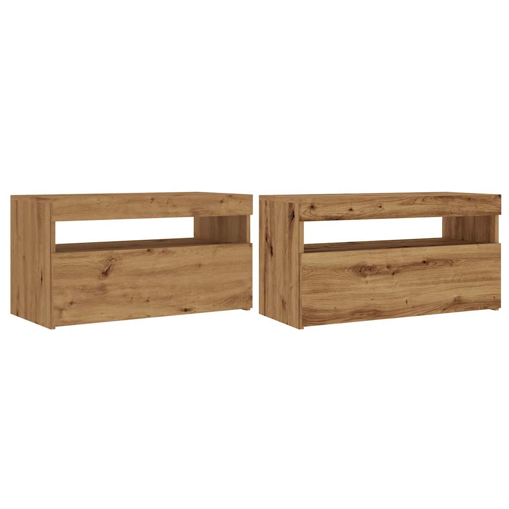 vidaXL TV Cabinets with LED Lights 2 pcs Artisan Oak Engineered Wood