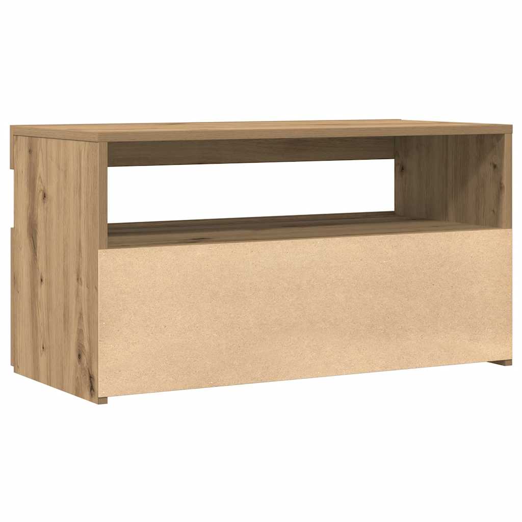 2 Piece TV Cabinet Set with LED Lights Artisan Oak Engineered Wood